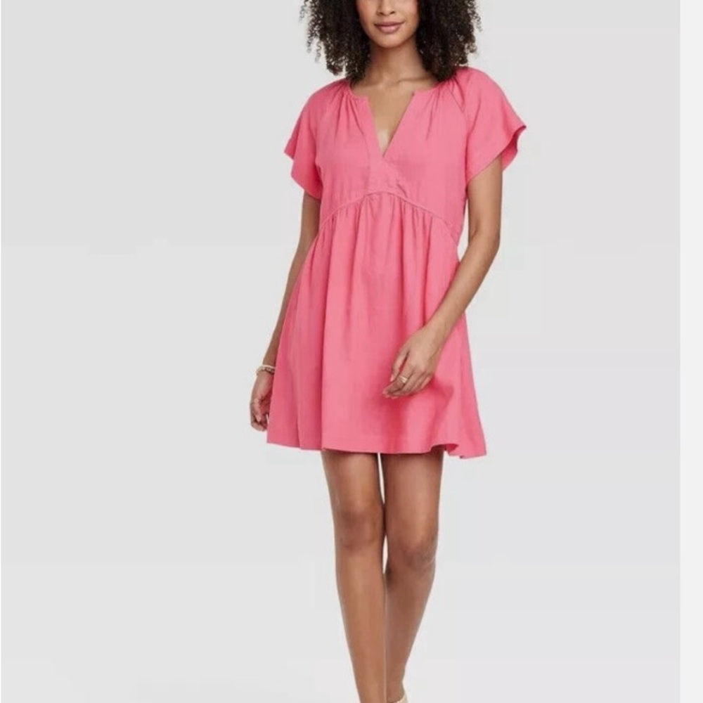 Universal thread V-neck babydoll dress with flutter sleeves
